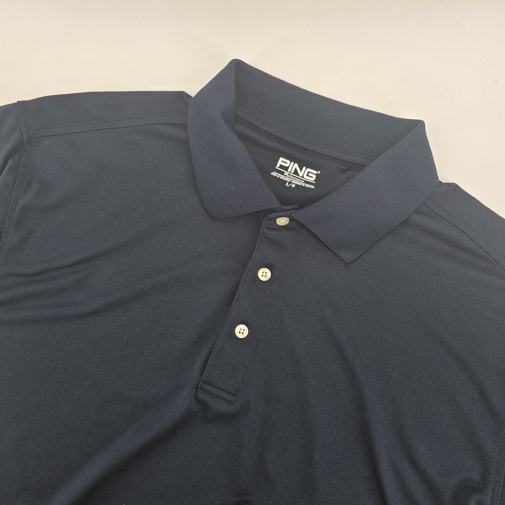 PING Golf Polo Shirt‎ Men's L Navy Performance Stretch Teal Preppy